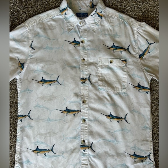 Fishing Life Outfitters Men’s Swordfish print button up preppy size medium - Picture 2 of 8